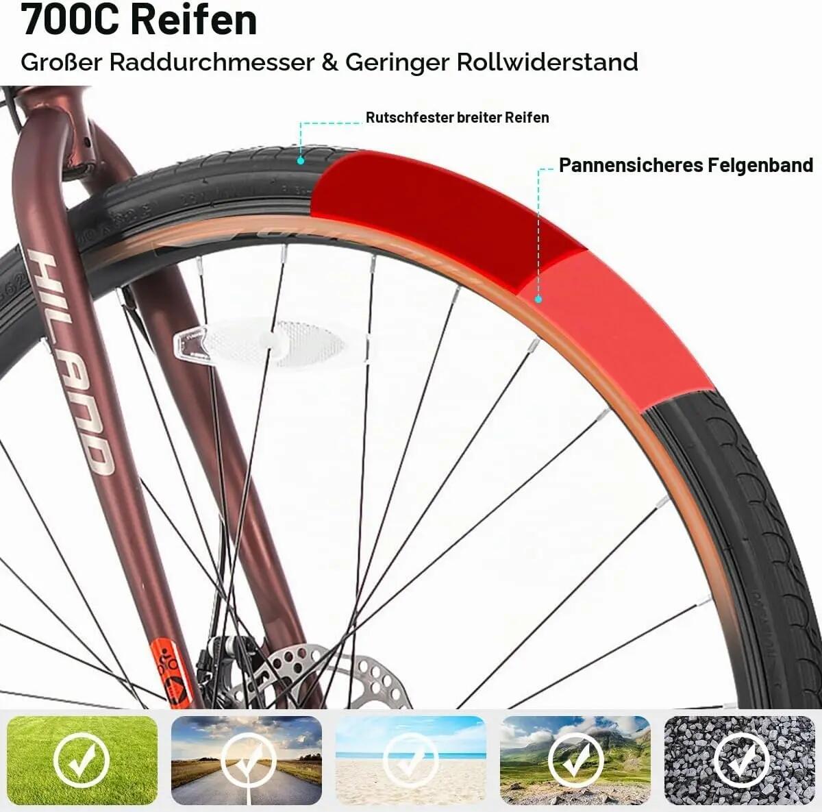 Herren Rennrad 28 Zoll 21-Gang Scheibenbremse 700C 2/7
