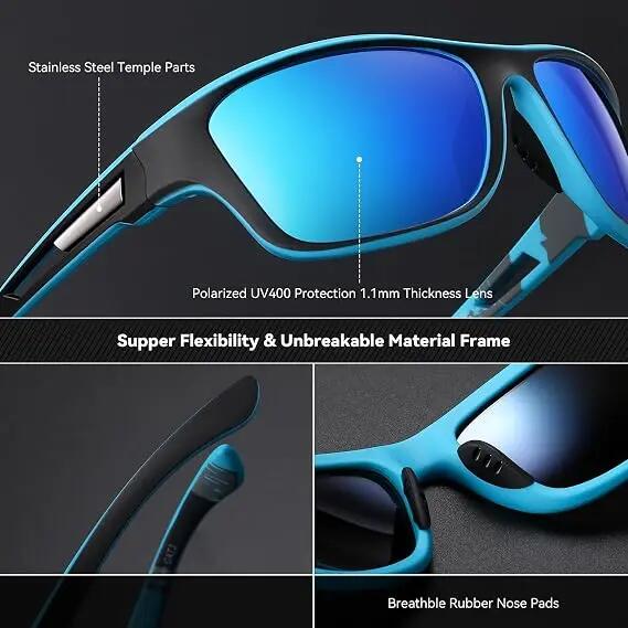 Lunettes de soleil sportives Perfectmiaoxuan pour hommes et femmes, polarisées, 4/6