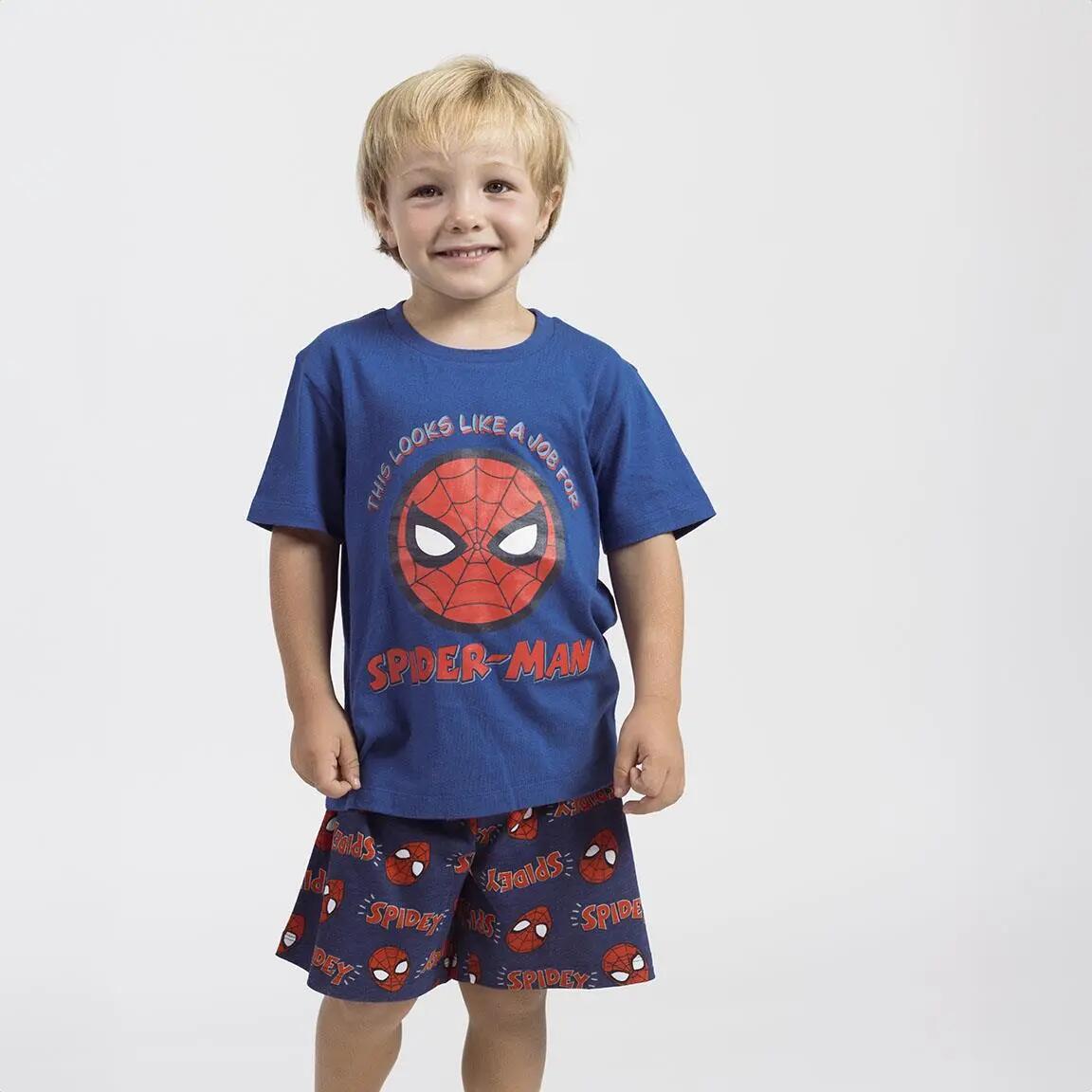 Schlafanzug Kurz Kinder Spiderman Zweiteilig aus Baumwolle Blau 4/5
