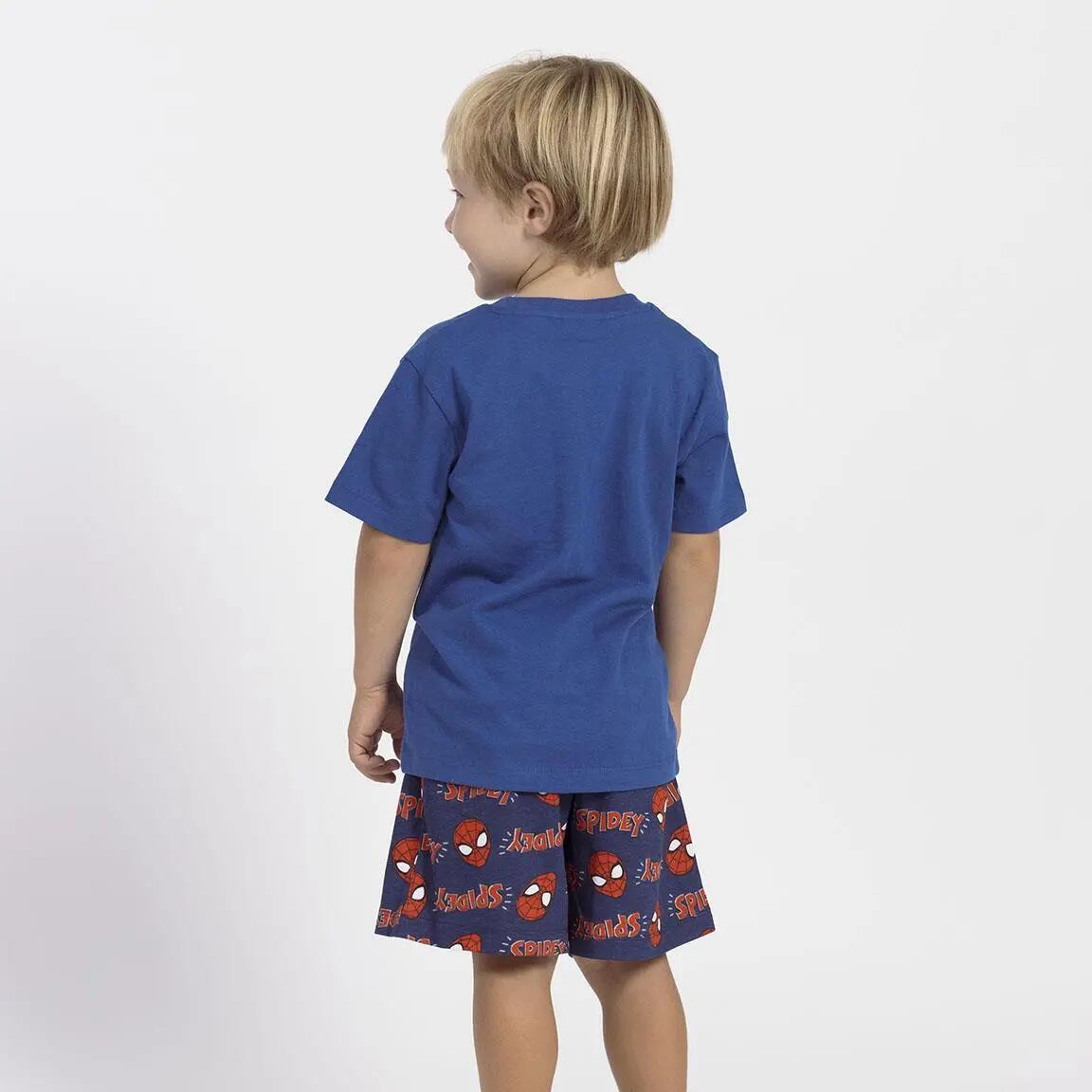 Schlafanzug Kurz Kinder Spiderman Zweiteilig aus Baumwolle Blau 3/5