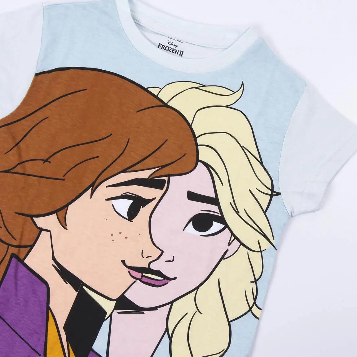 Pijama Corto Infantil Frozen de Dos Piezas de Algodón Azul Claro 3/5