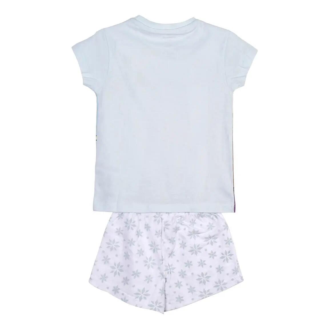 Pijama Corto Infantil Frozen de Dos Piezas de Algodón Azul Claro 2/5