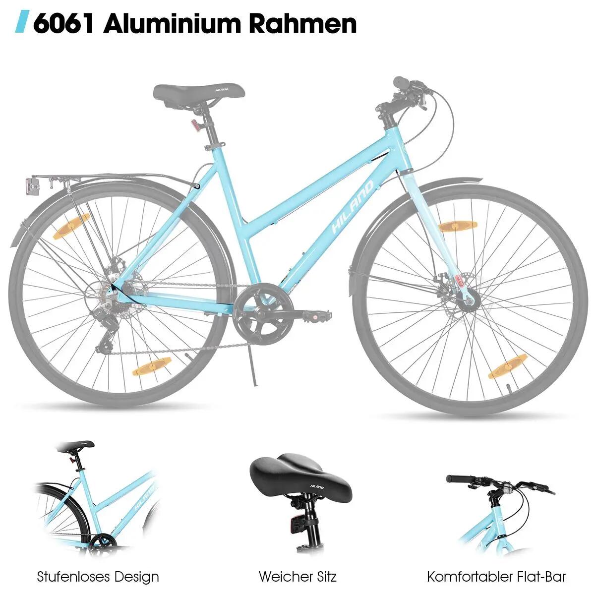 Damen Herren Citybike 28 Zoll 7-Gang Aluminium Scheibenbremse 700C 5/7