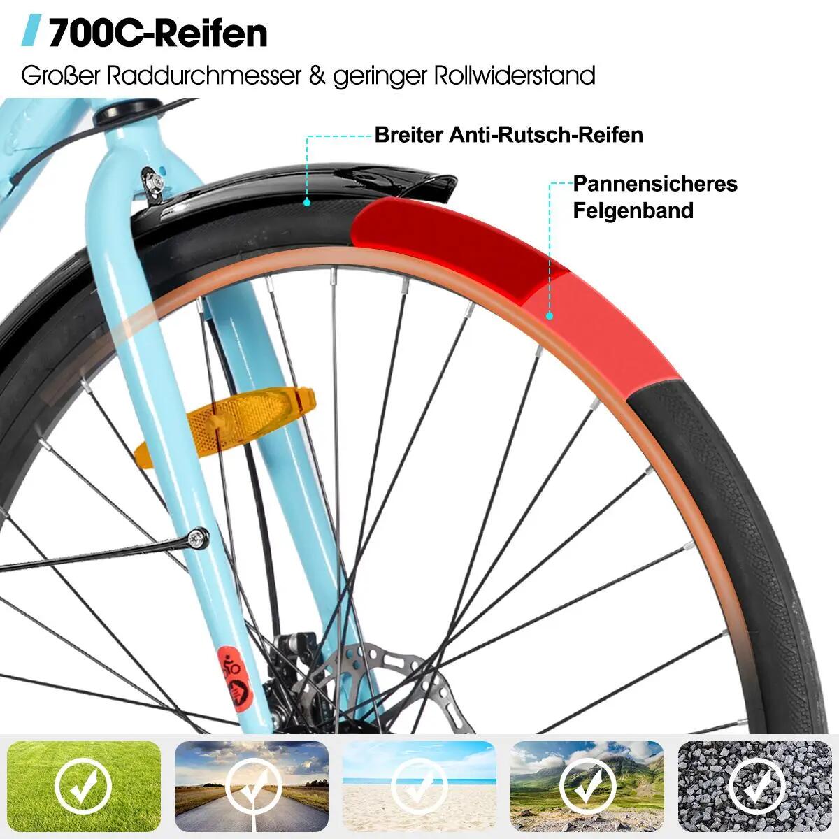Damen Herren Citybike 28 Zoll 7-Gang Aluminium Scheibenbremse 700C 3/7