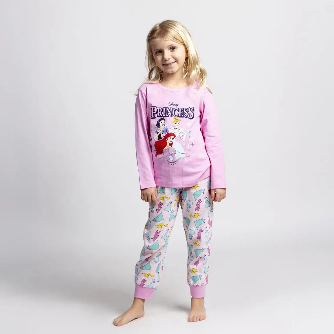 Pyjama Long Enfant Princess Deux Pièces en Coton Rose 4/6