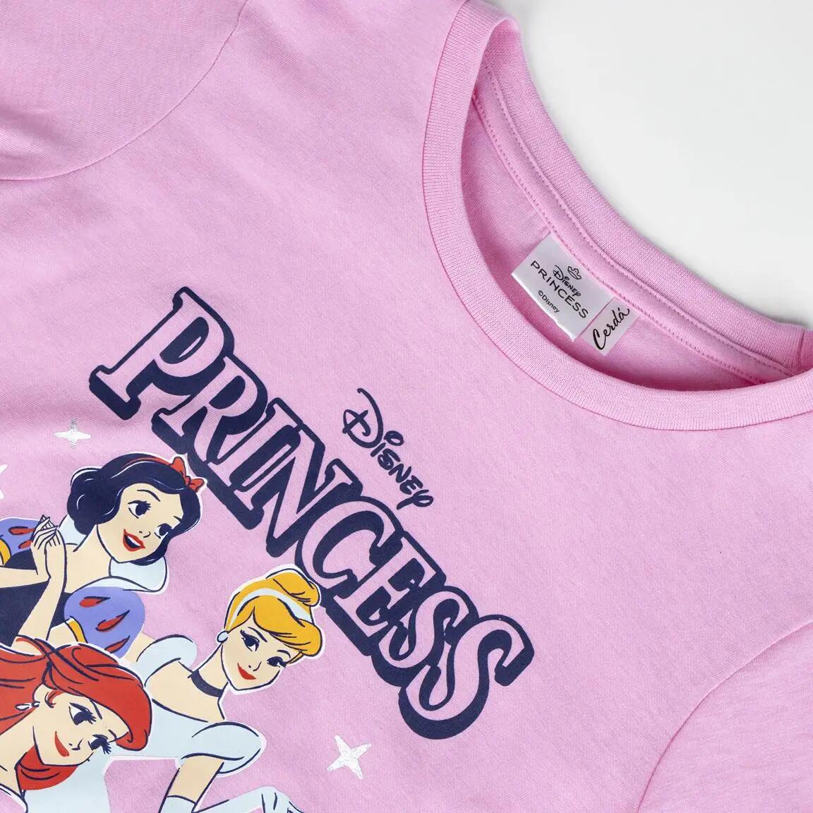Pyjama Long Enfant Princess Deux Pièces en Coton Rose 3/6