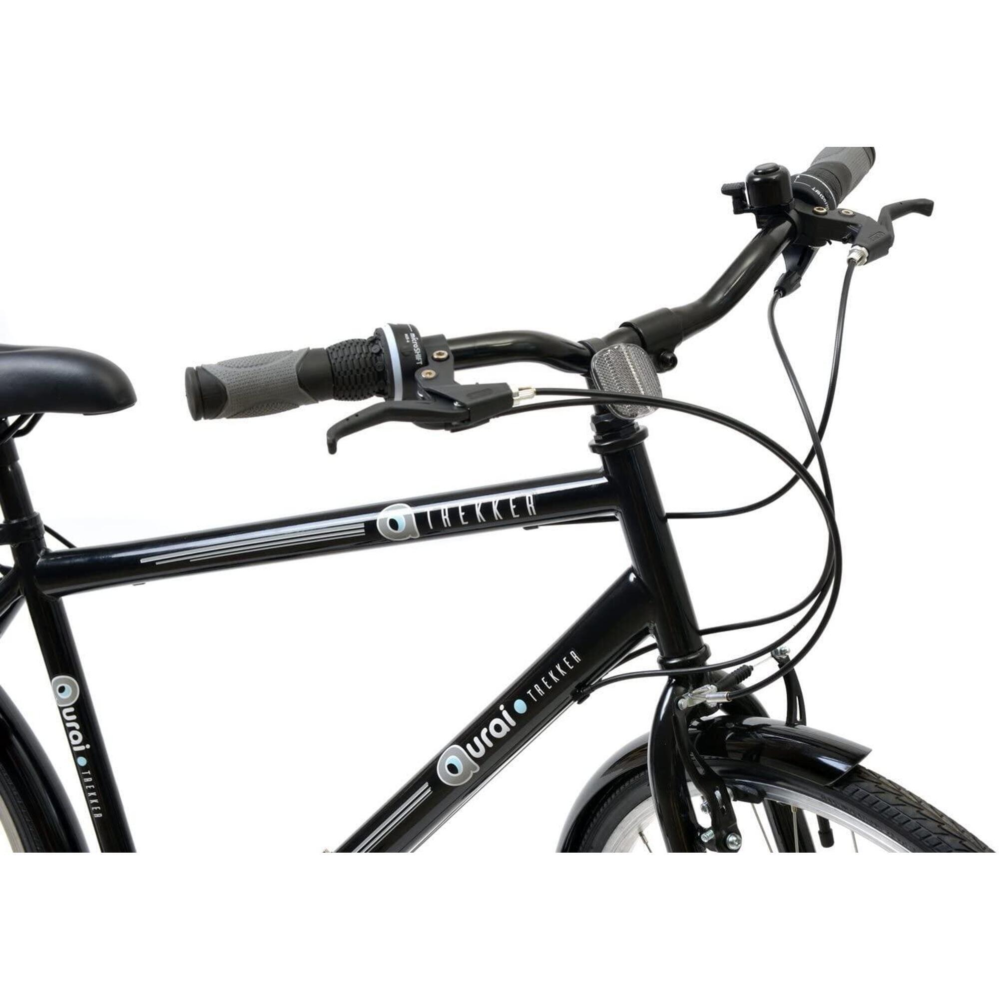 Aurai Trekker Crossbar Hybrid Bicycle, 700c Wheel, 18 Speed - Black 2/5