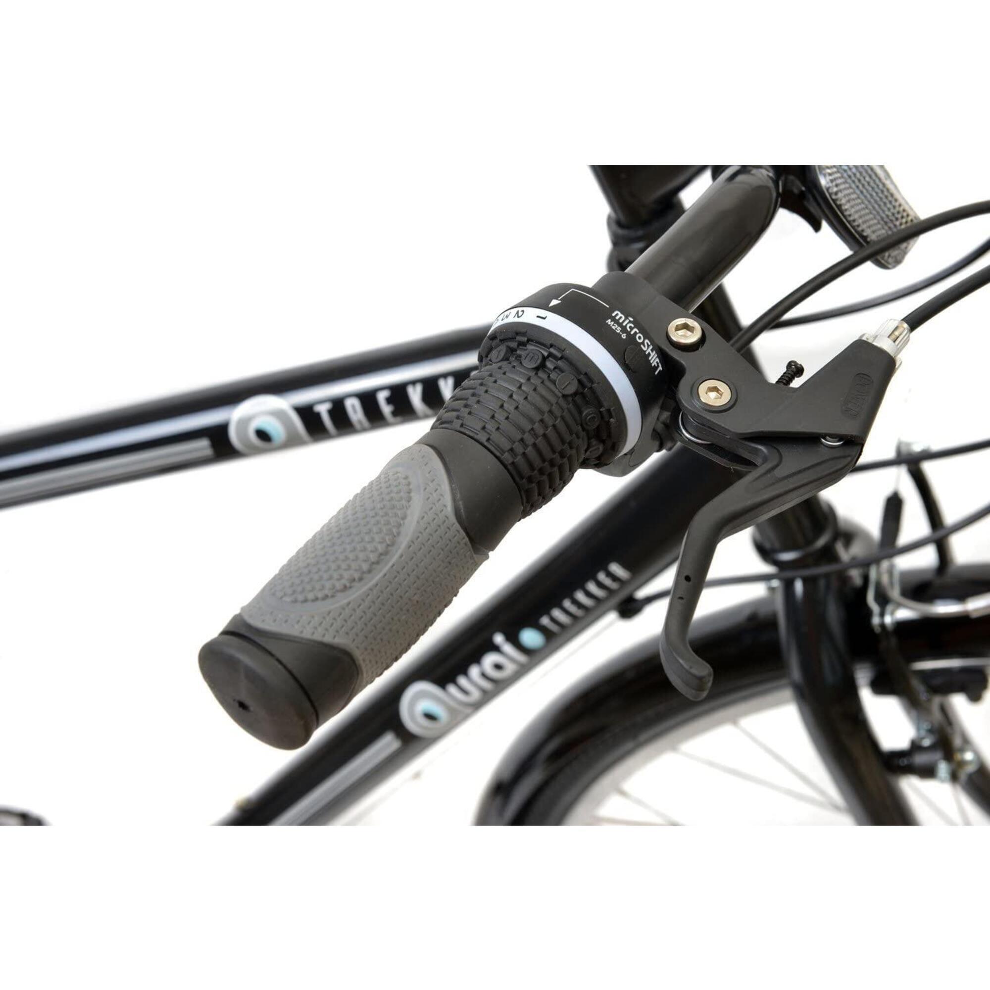 Aurai Trekker Crossbar Hybrid Bicycle, 700c Wheel, 18 Speed - Black 3/5