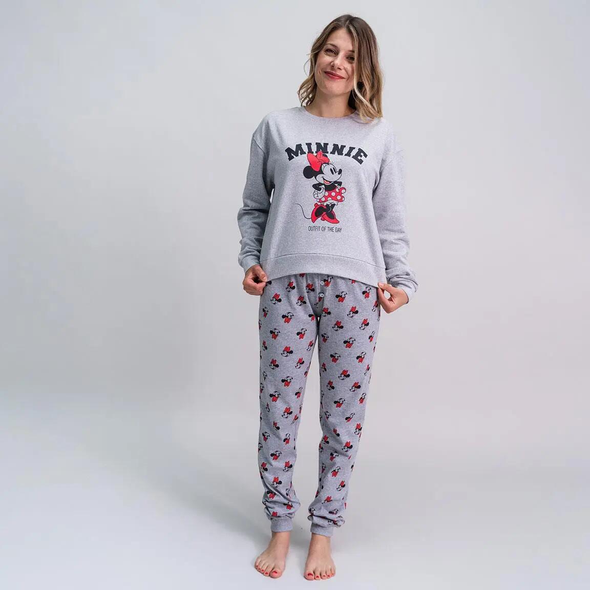 Pyjama Lang Volwassenen Minnie Tweedelig van Katoen Grijs 4/5
