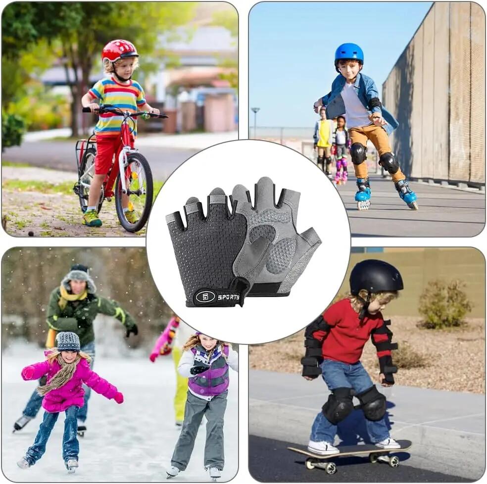 Gants de cyclisme pour enfants de 6 à 12 ans – Gants de sport antidérapants à do 5/6