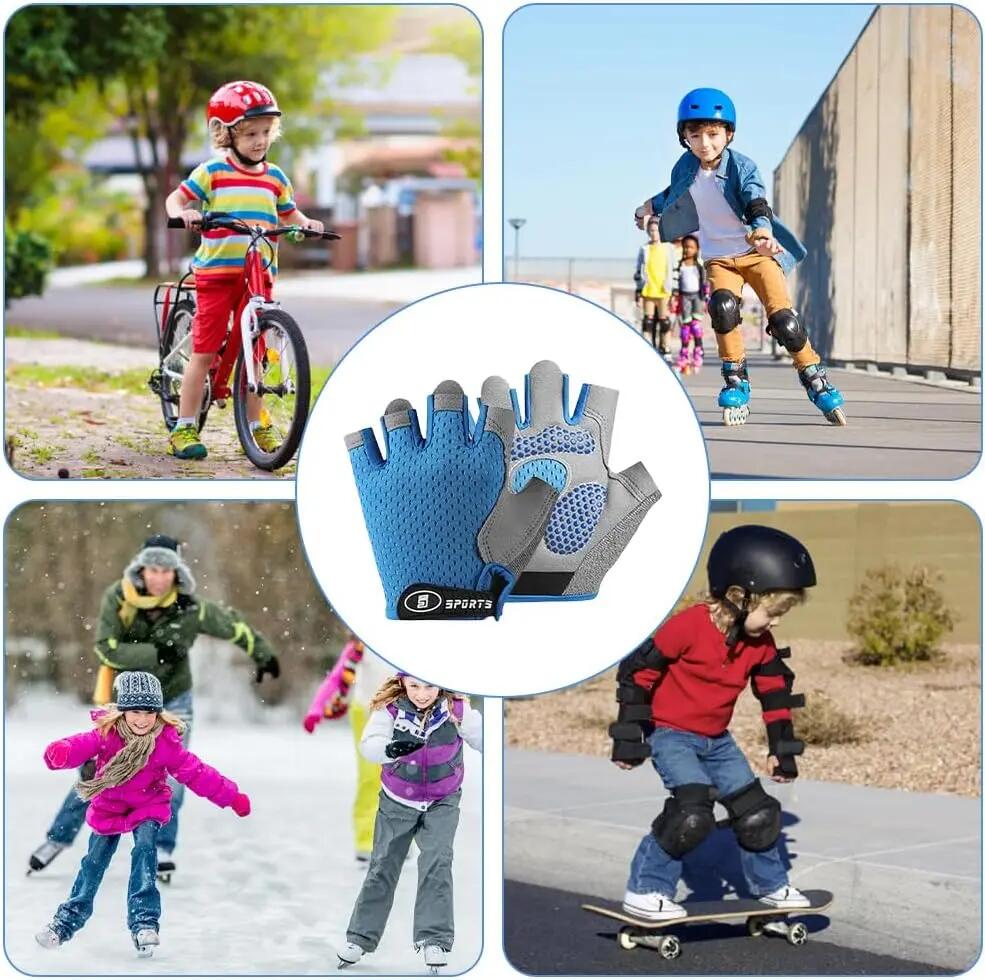 Gants de cyclisme pour enfants de 6 à 12 ans – Gants de sport antidérapants à do 5/6