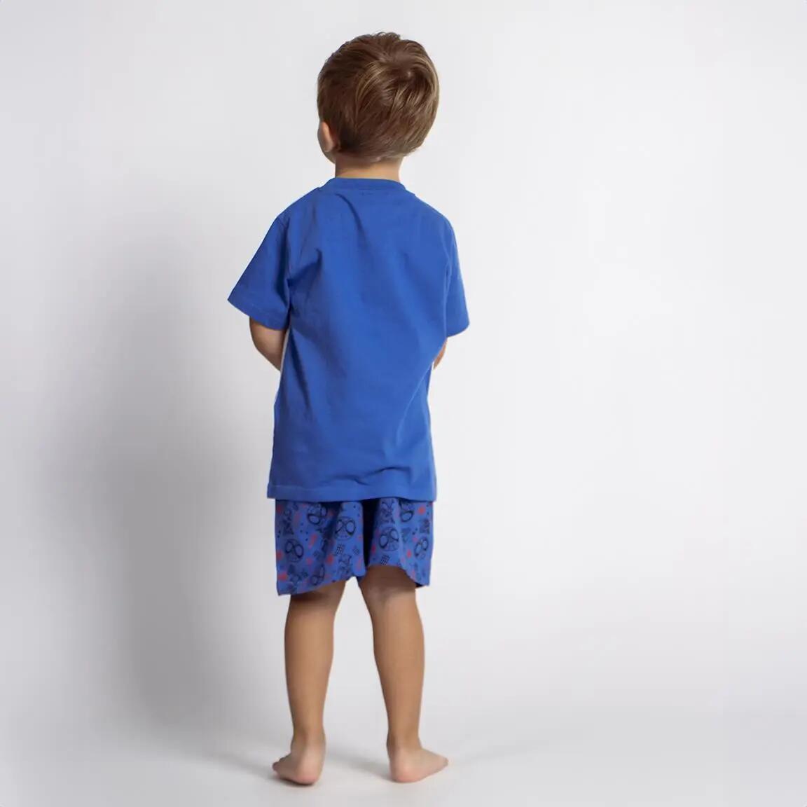 Pijama Curto Infantil Spidey de Duas Peças de Algodão Azul 6/6