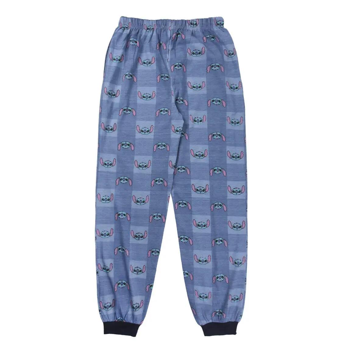 Pyjama Lang Volwassenen Stitch Tweedelig van Katoen Blauw 5/6