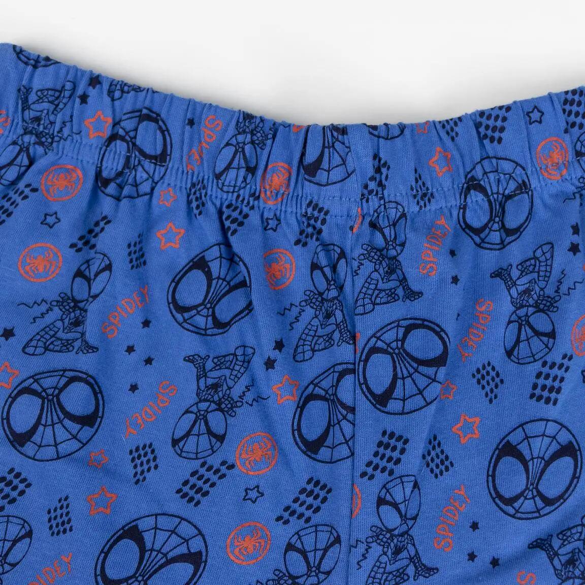 Pijama Curto Infantil Spidey de Duas Peças de Algodão Azul 4/6