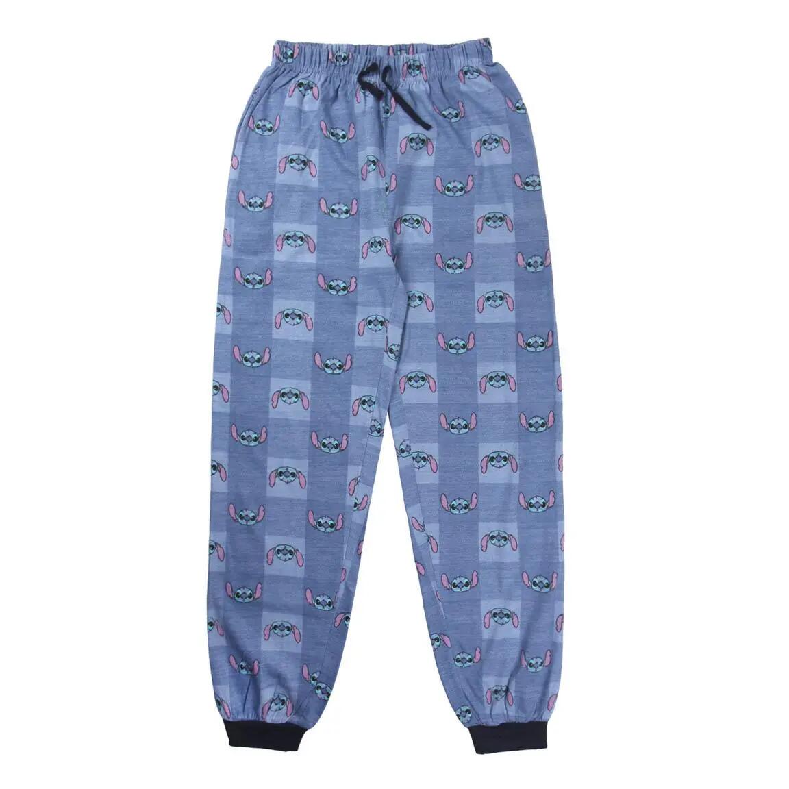 Pyjama Lang Volwassenen Stitch Tweedelig van Katoen Blauw 4/6