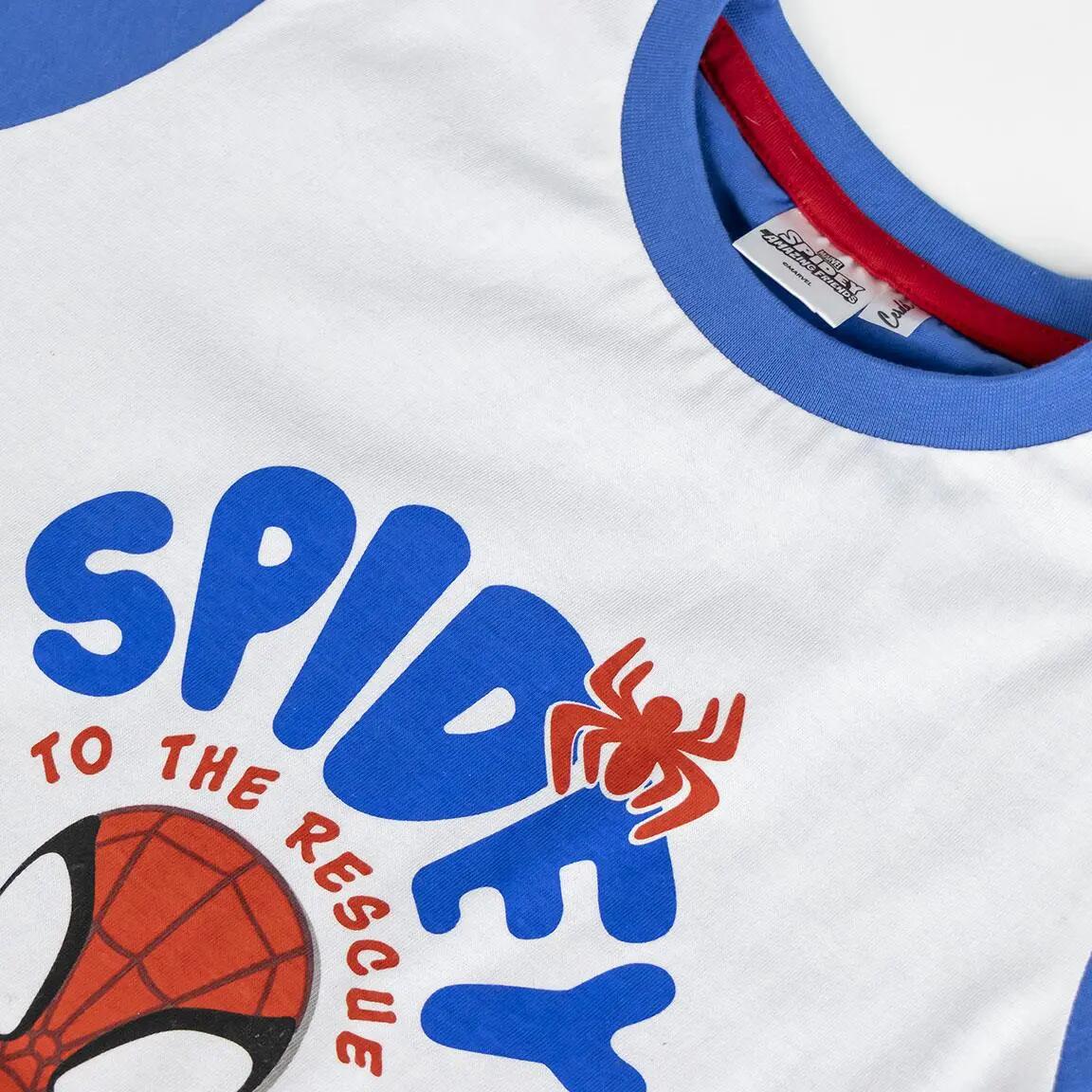 Pijama Curto Infantil Spidey de Duas Peças de Algodão Azul 3/6