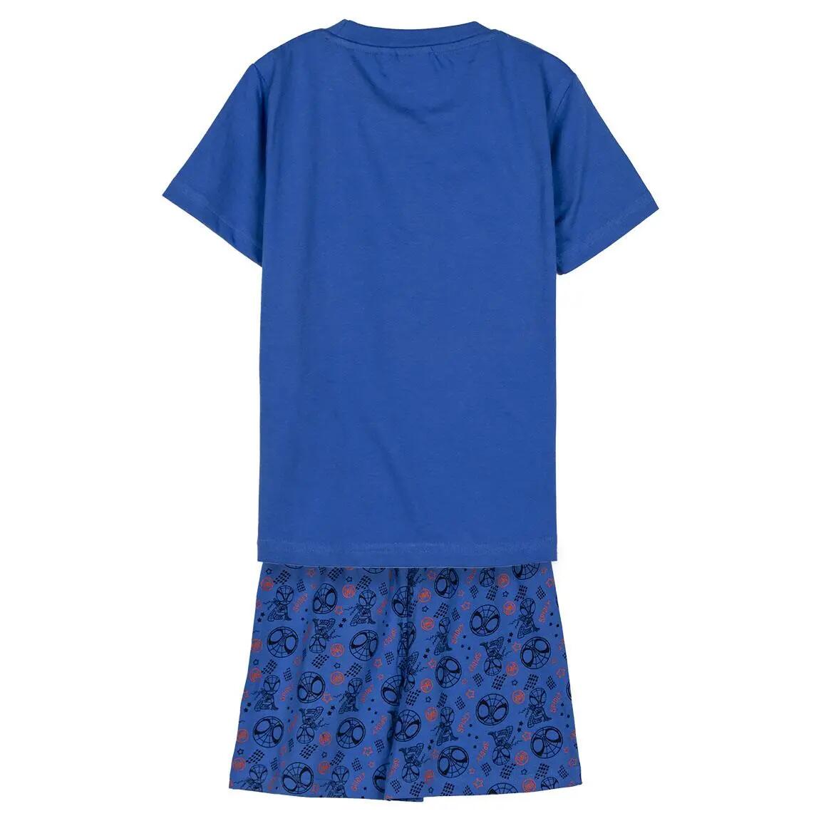 Pijama Curto Infantil Spidey de Duas Peças de Algodão Azul 2/6