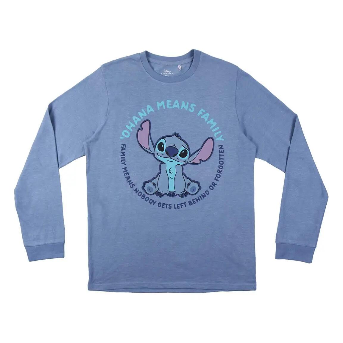 Pyjama Lang Volwassenen Stitch Tweedelig van Katoen Blauw 2/6