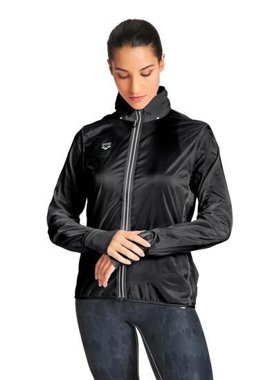 Arena Coupe-vent slim pour femme - Noir/Argent
