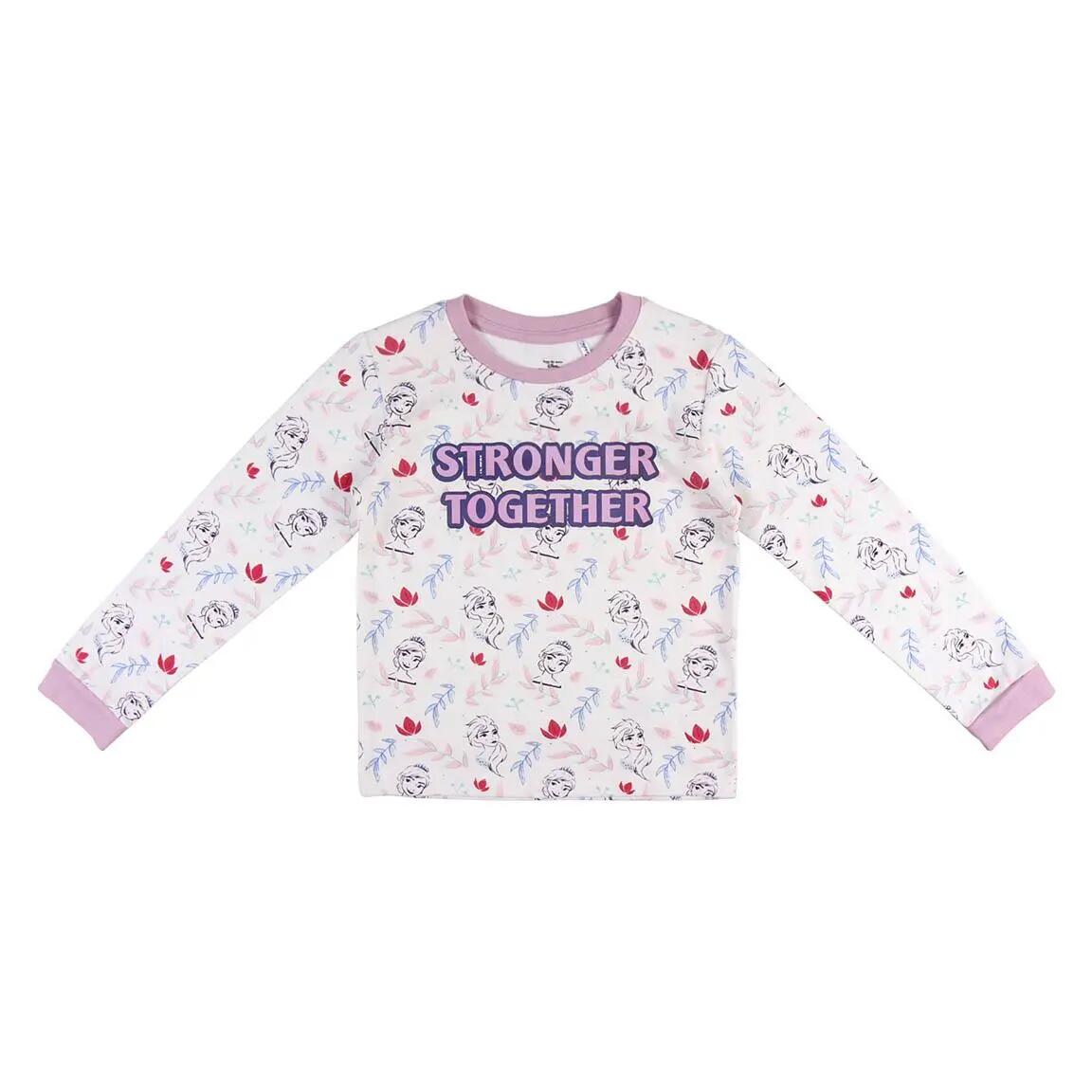 Pijama Largo Infantil Frozen de Dos Piezas de Algodón Beige 2/6