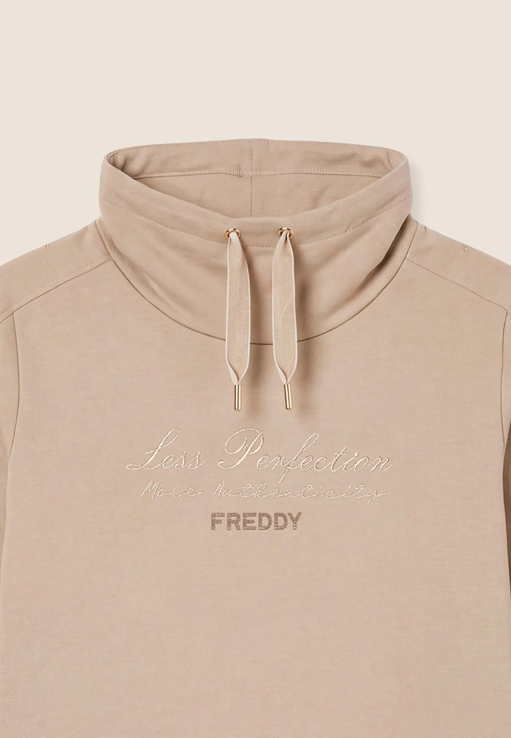 Sweat-shirt coupe classique pour femmes, avec col montant et bas asymétrique 3/3
