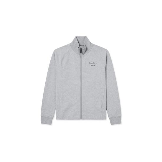 Felpa boxy cropped mélange donna full-zip collo alto