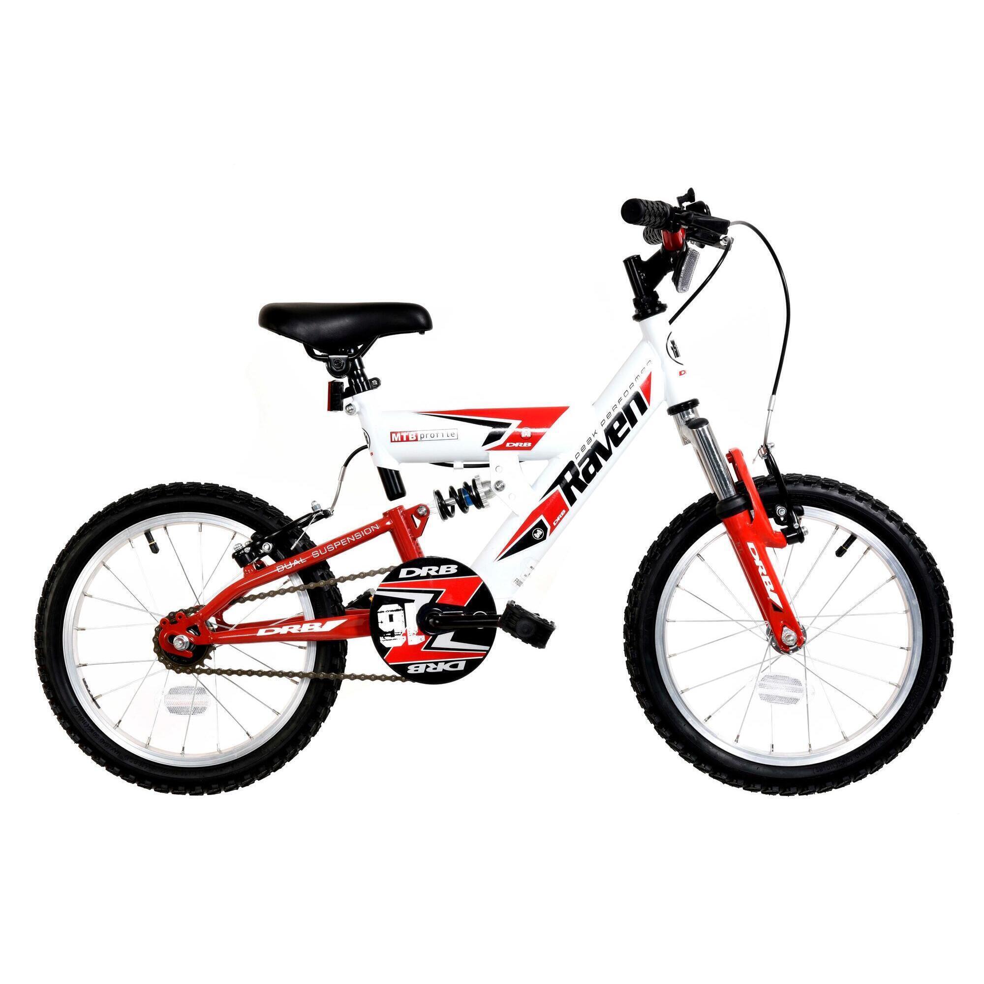 Dallingridge Raven Boys Full Suspension Mountain Bike, 16In Wheel - White/Red 1/1