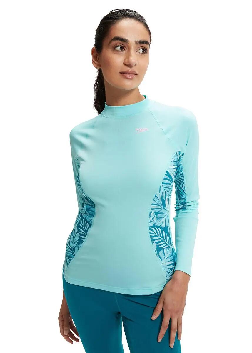 Speedo Dames print rashtop met lange mouwen - Blauw 1/1