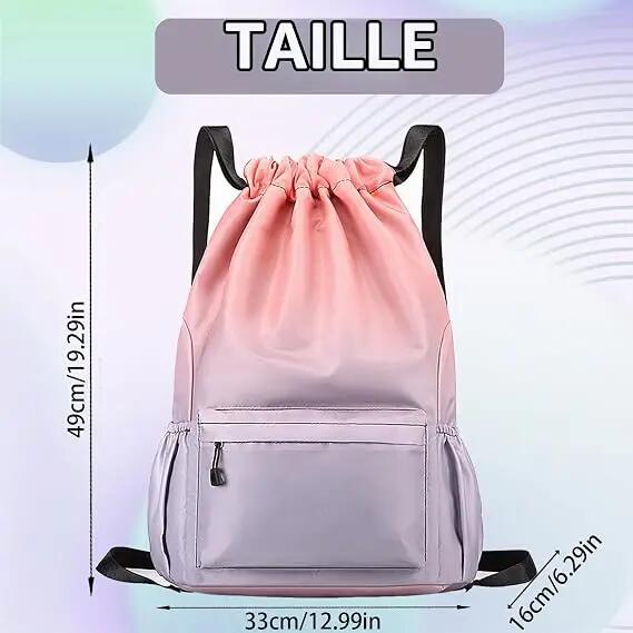 Sac à dos de sport imperméable, grand sac à dos à cordon, sac de sport 33 x 16 x 2/6