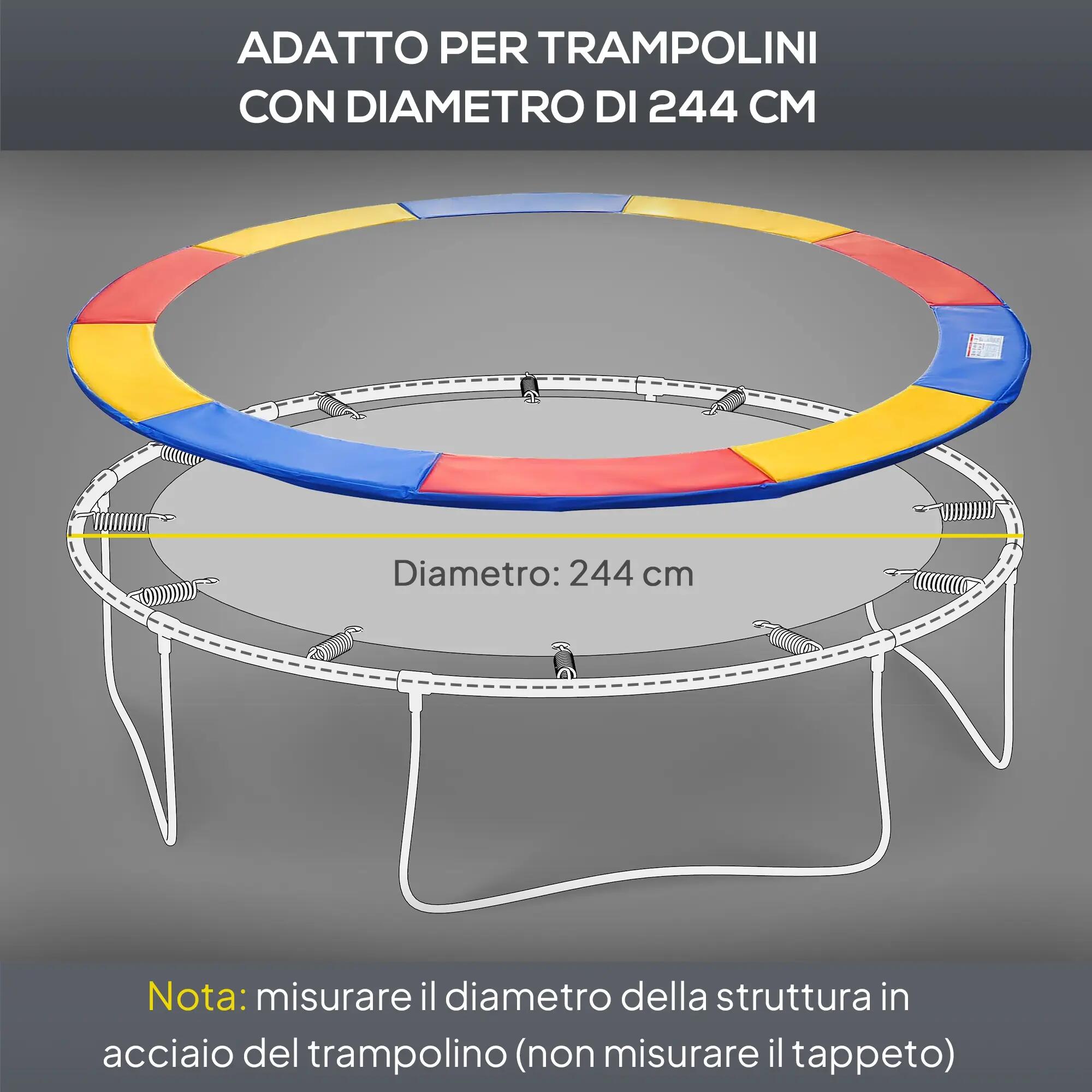 Bordure rembourrée pour trampoline, protection de jardin en plastique, Ø 244 cm, 7/9