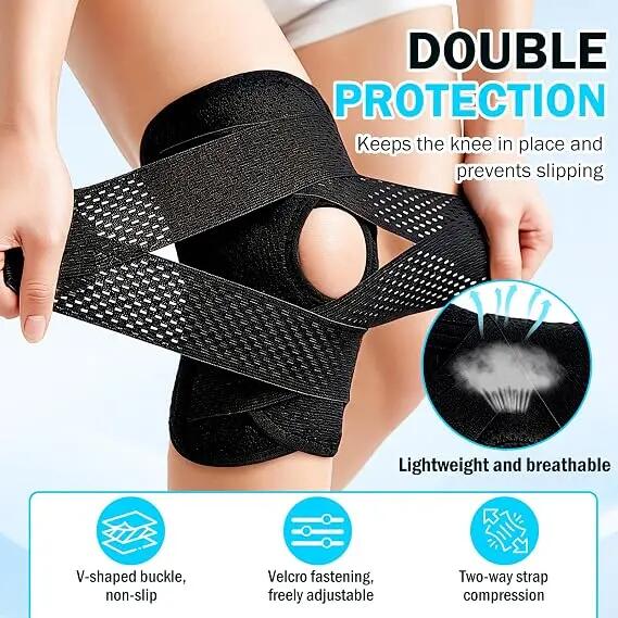 Genouillère Hommes Femme, Genouillère Sport avec Stabilisateurs Latéraux 3/6