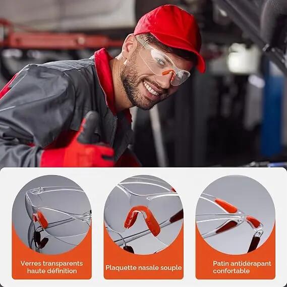 Lot de 6 paires de lunettes de protection transparentes avec coussinets 3/7