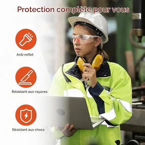 Lot de 6 paires de lunettes de protection transparentes avec coussinets 2/7