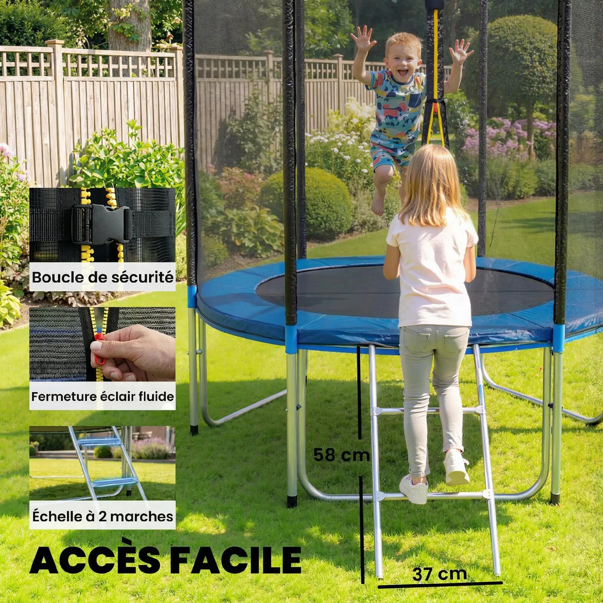 Trampoline Extérieur Trampoline de Jardin Enfants et Adultes 6 Poteaux au Sol Ch 9/9