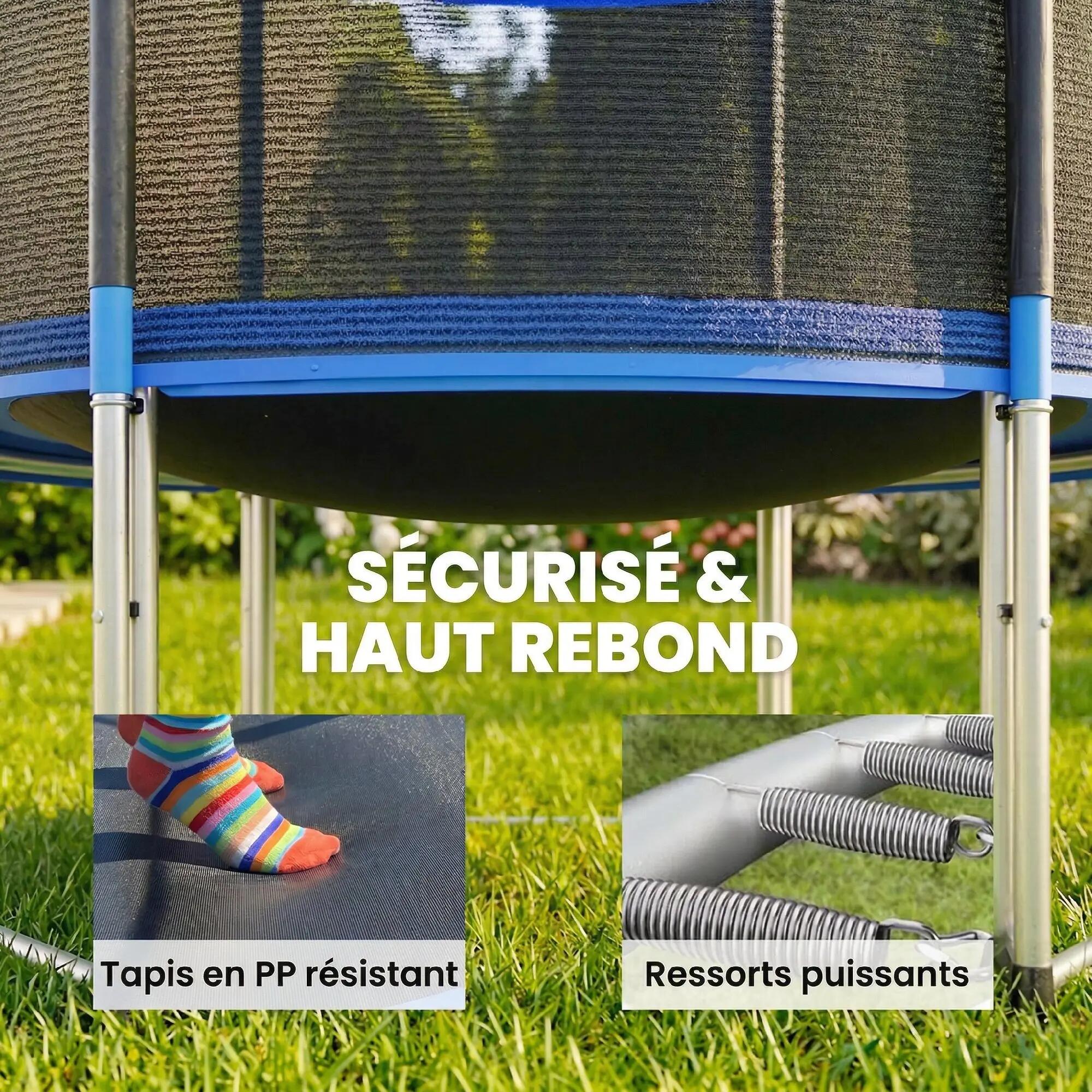 Trampoline Extérieur Trampoline de Jardin Enfants et Adultes 6 Poteaux au Sol Ch 8/9