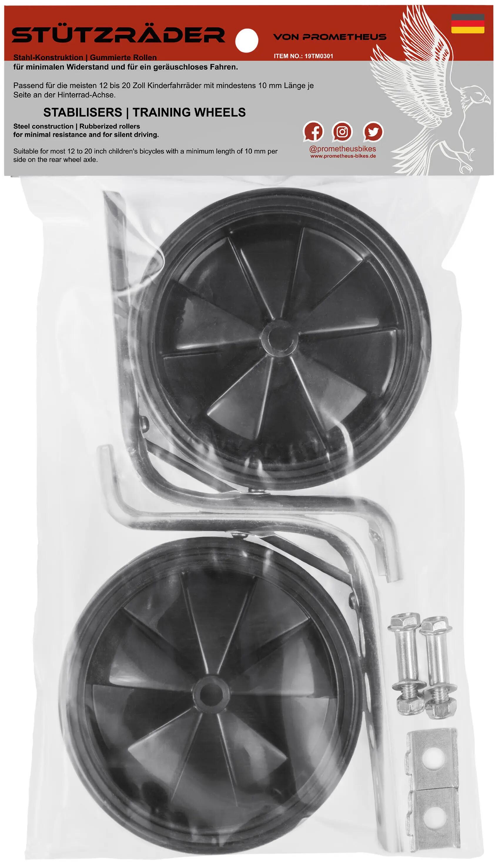 Ruedines bici infantil universales 12–18 pulgadas 135x40 mm engomados Negros 7/7