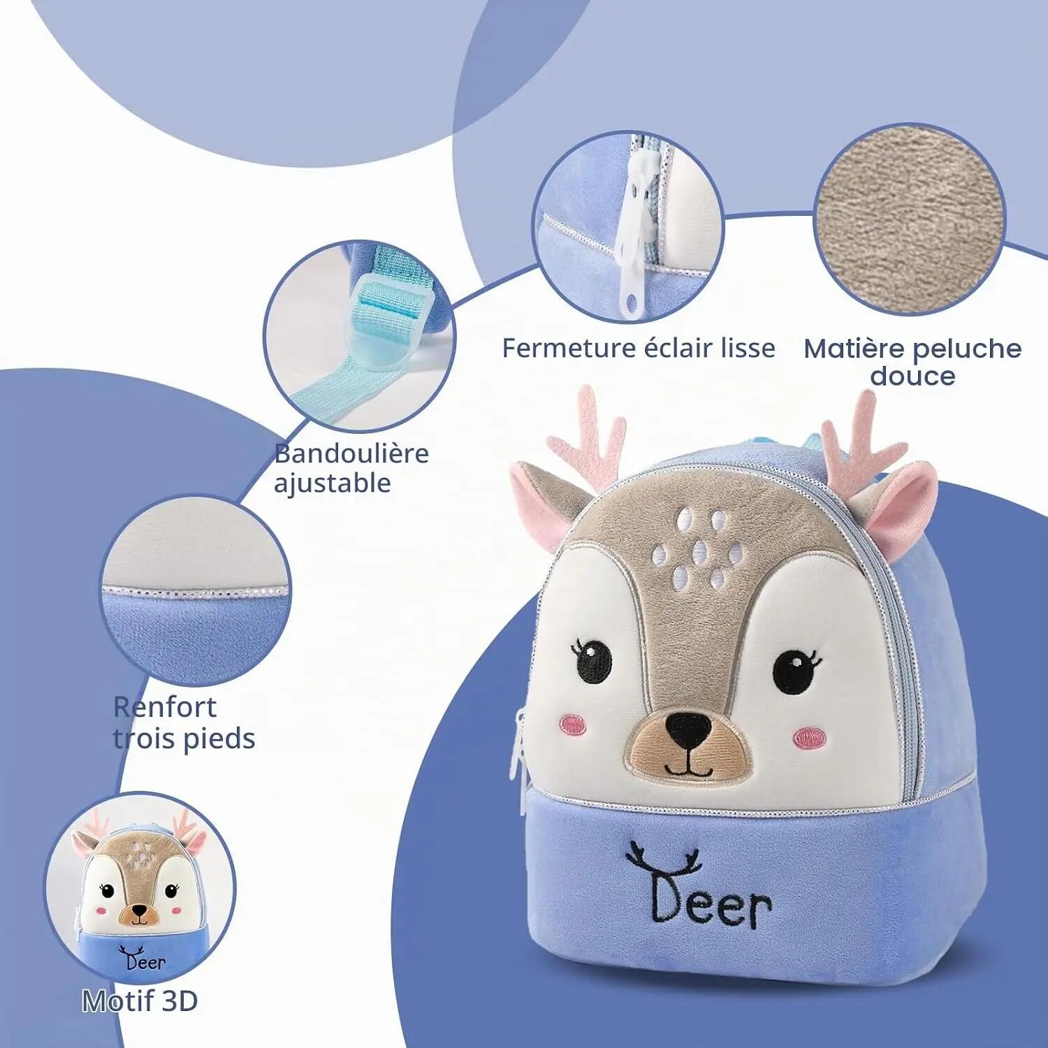 Mini-sac à dos pour enfants (maternelle) avec motifs d'animaux – Sac pour garçon 5/8
