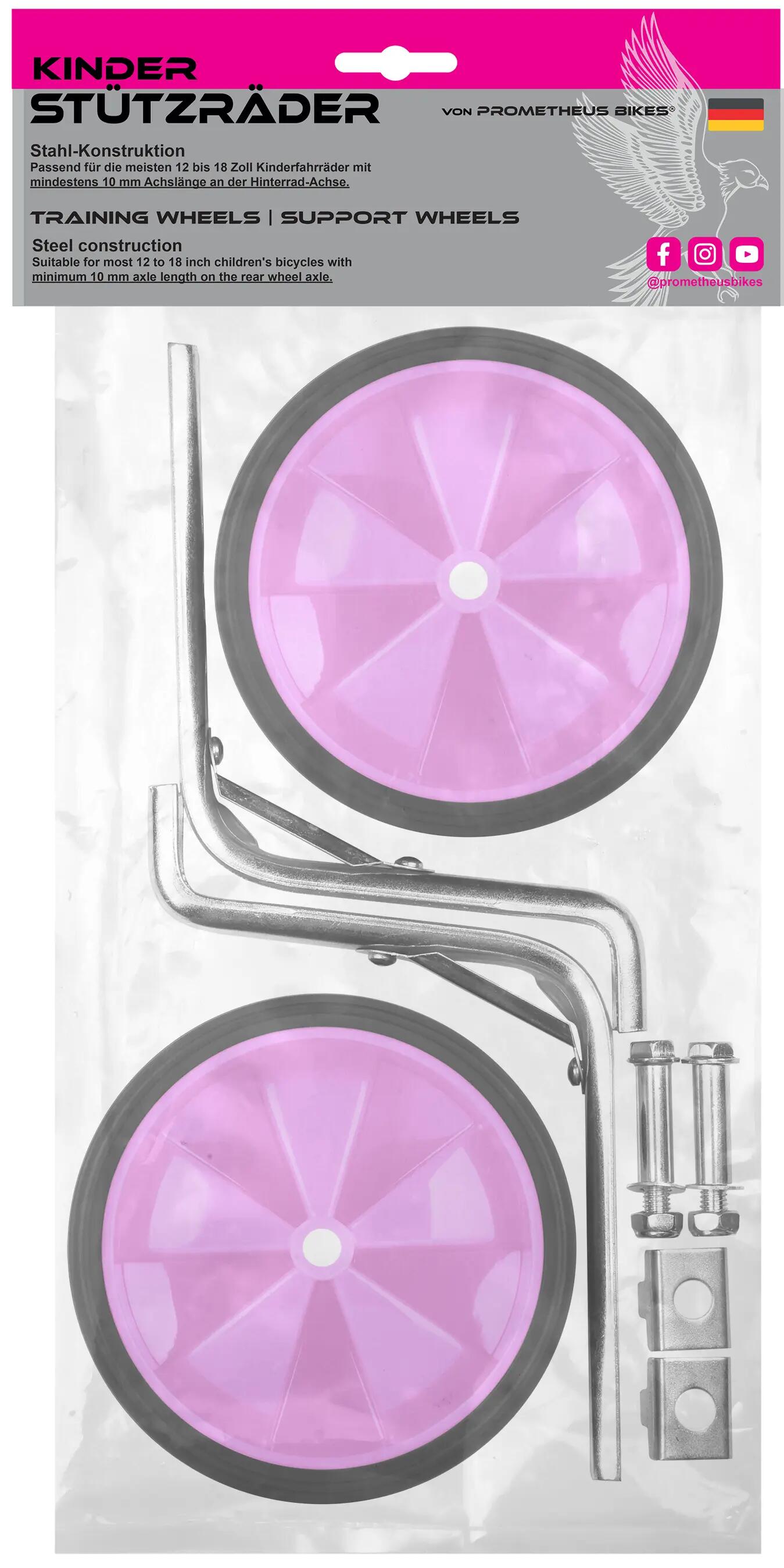 Ruedines bici infantil universales 12–18 pulgadas 135x40 mm engomados Rosas 7/7