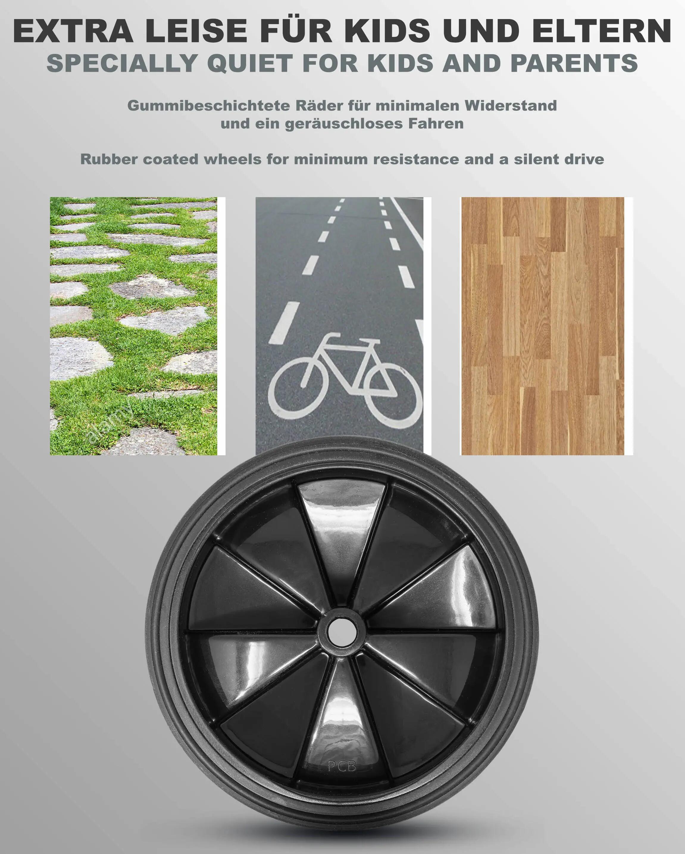 Ruedines bici infantil universales 12–18 pulgadas 135x40 mm engomados Negros 4/7