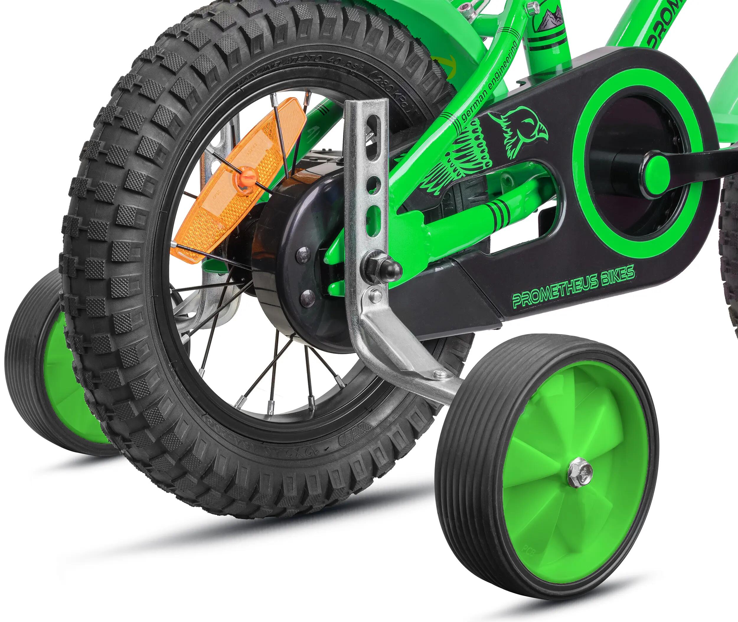 Stabilisateurs vélo enfant universels 12–18 pouces 135x40 mm roues gomme Verts 3/7