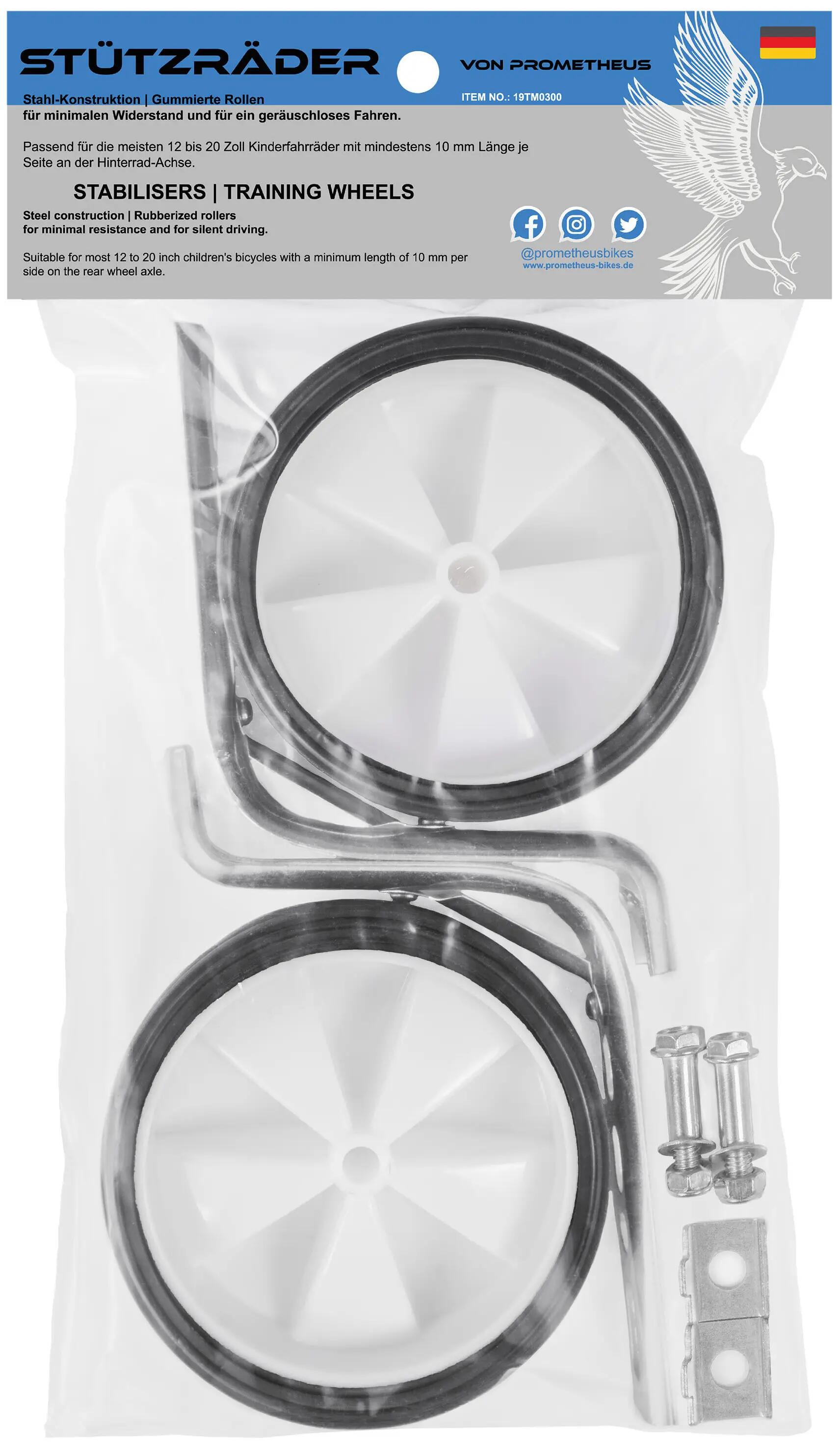 Ruedines bici infantil universales 12–18 pulgadas 135x40 mm engomados Blancos 7/7