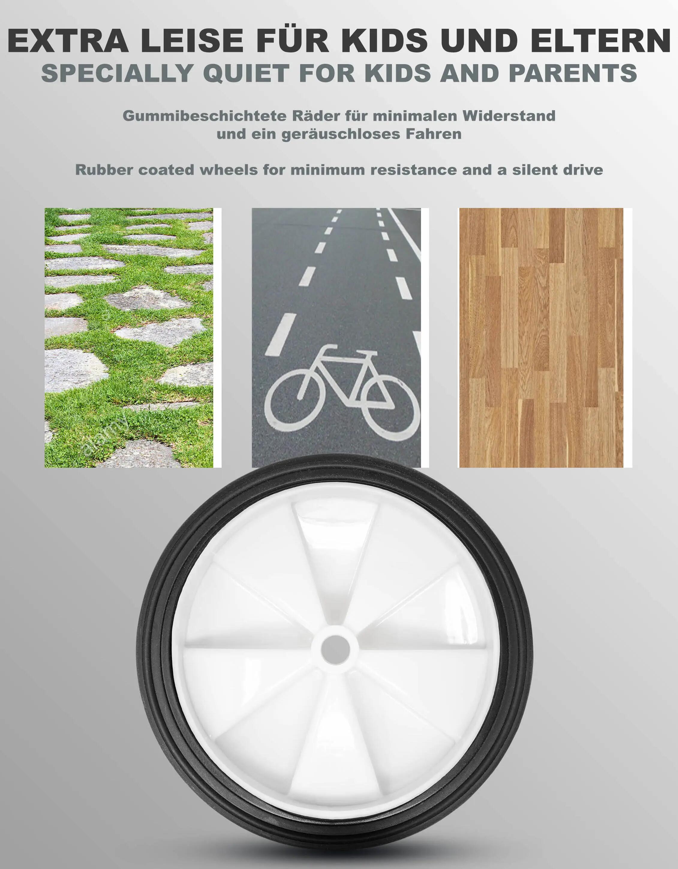 Ruedines bici infantil universales 12–18 pulgadas 135x40 mm engomados Blancos 4/7