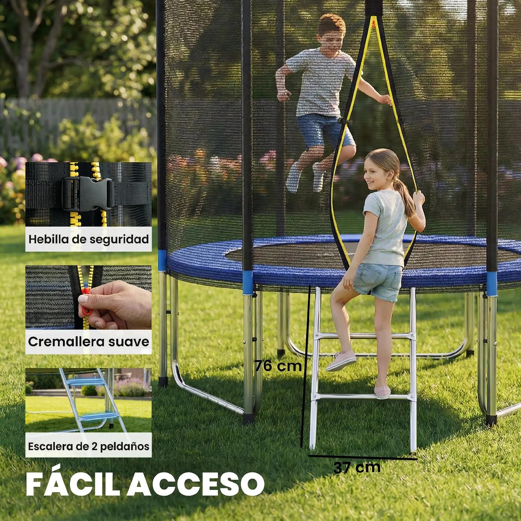 Trampoline d'extérieur Ø244 cm pour enfants avec filet de sécurité, échelle et c 9/9