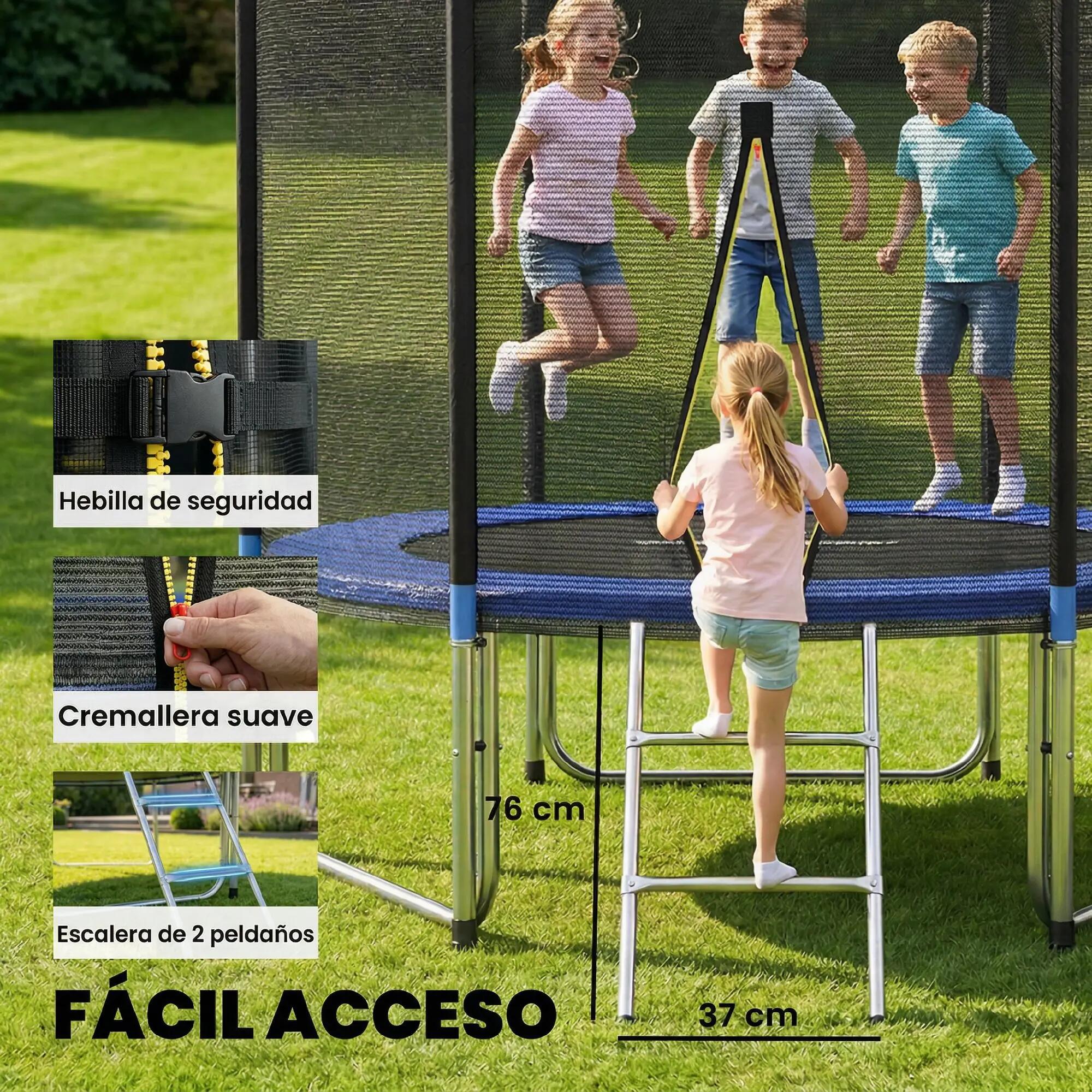 Trampoline d'extérieur Ø305 cm pour enfants avec filet de sécurité, échelle et c 9/9