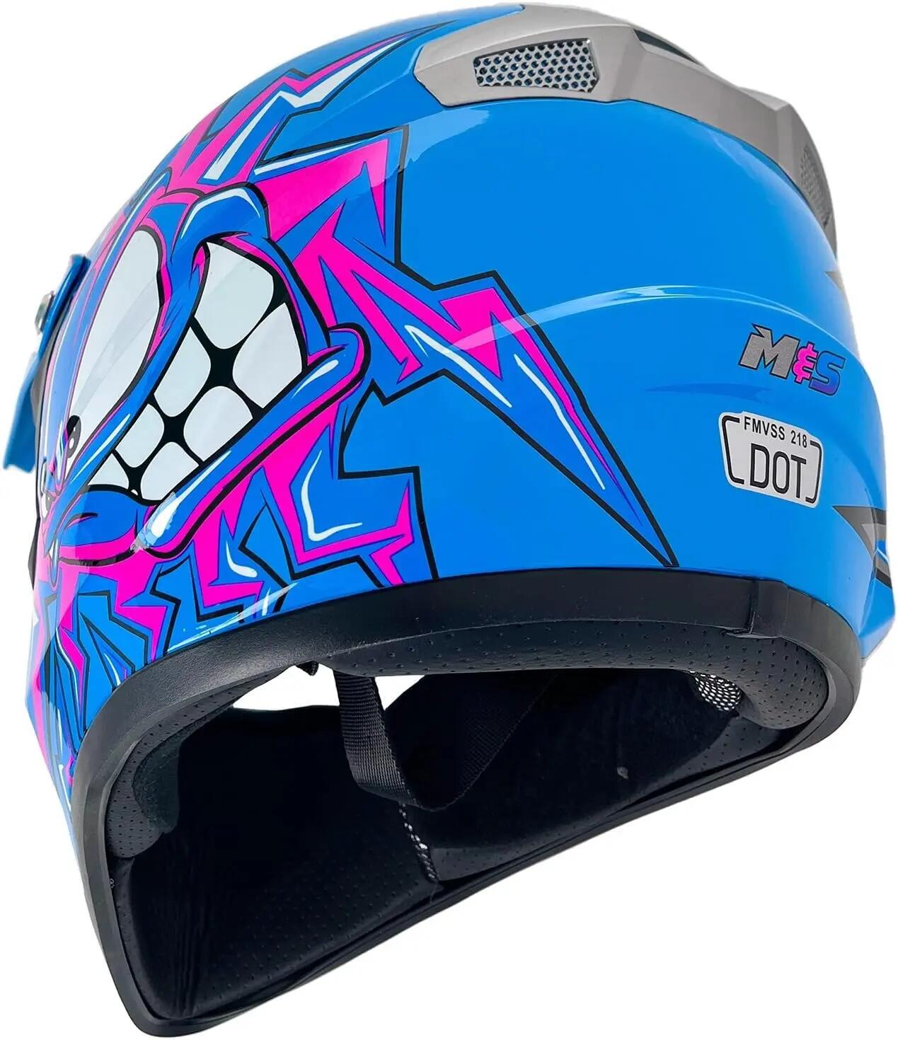 Casque Moto Enfant 7-14, Casque Moto Cross pour Les Adolescents Homme Protection 3/7