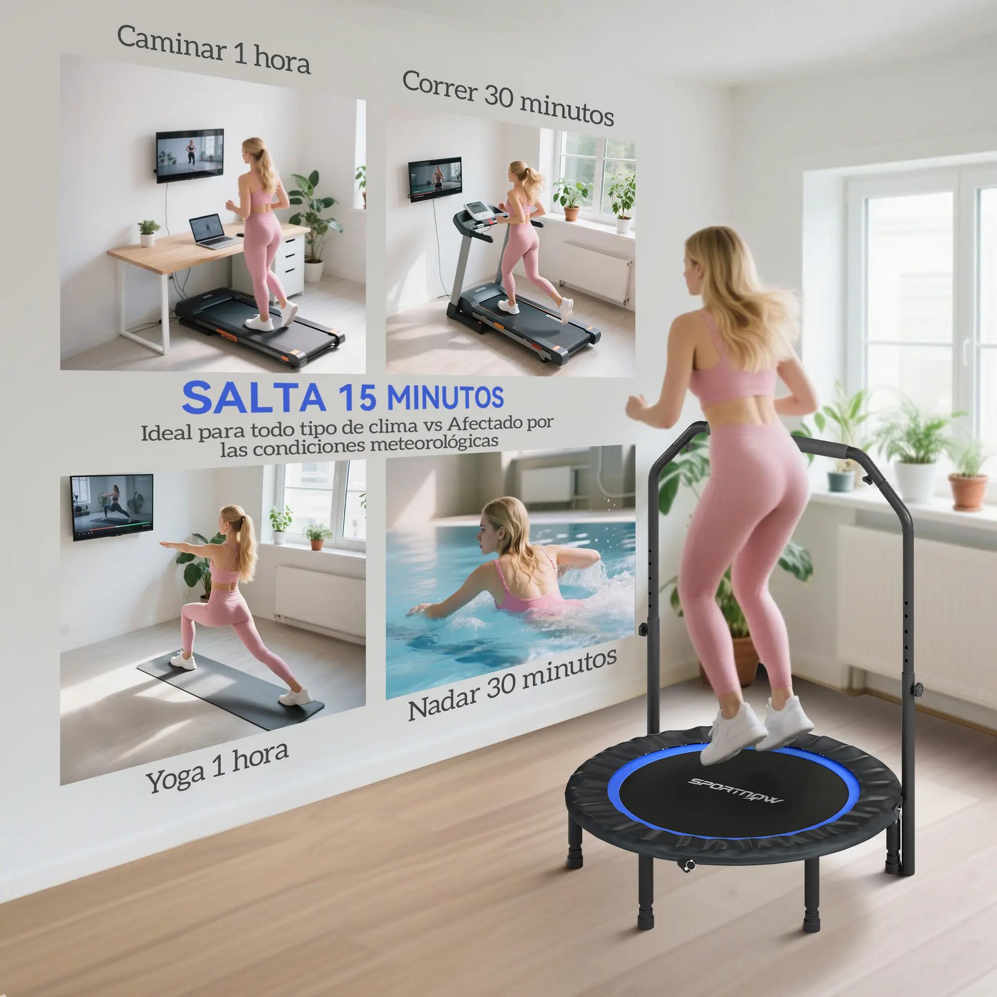 Trampoline pliable Ø102 cm avec poignée réglable, cadre en acier pour le renforc 9/9