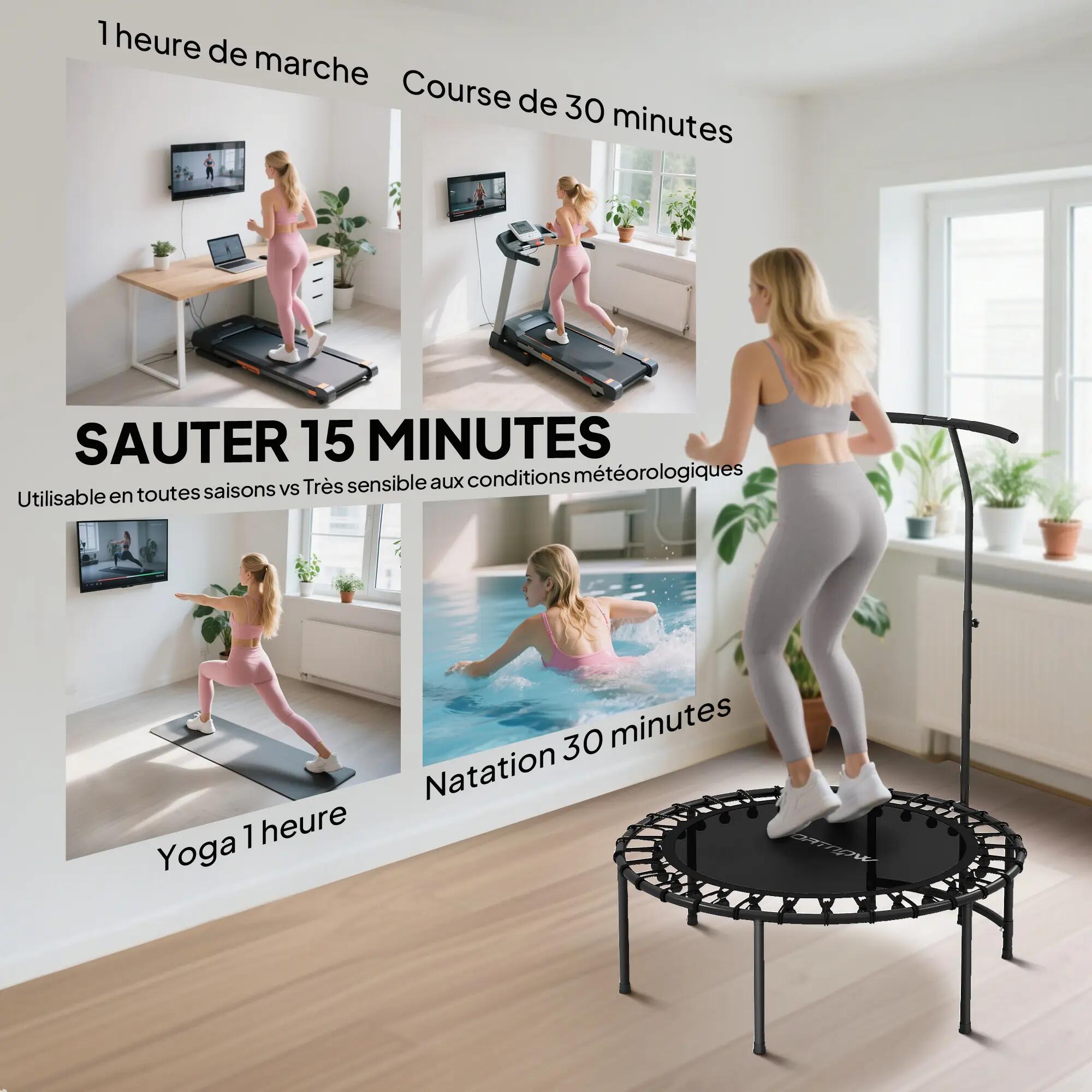 Trampoline de Fitness avec Cordes Élastiques, Poignée Réglable 5 Positions, Capa 9/9