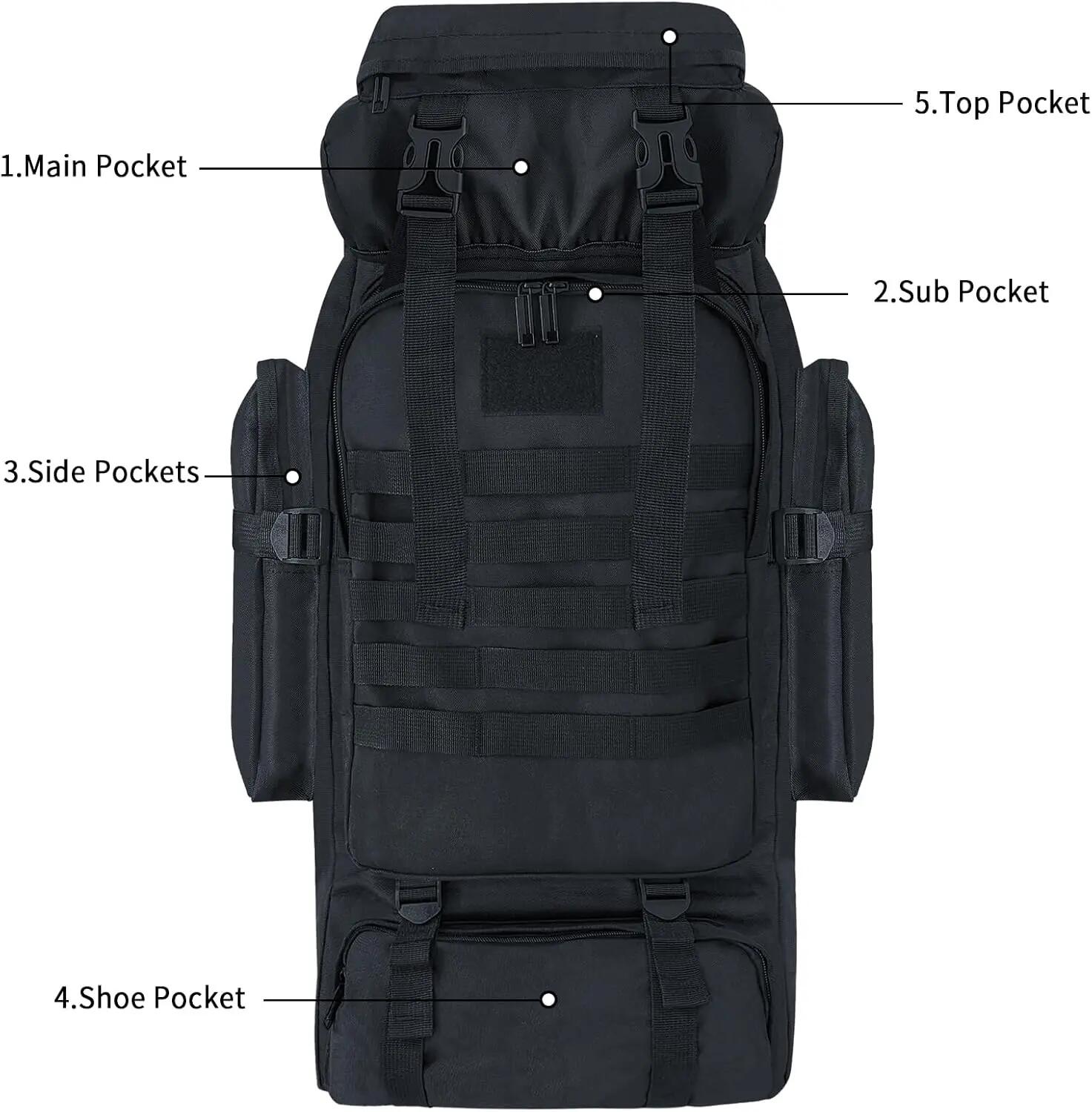80L Extra Large Waterproof Hiking Backpack for Camping Climbing Trekking Outdoor 5/7