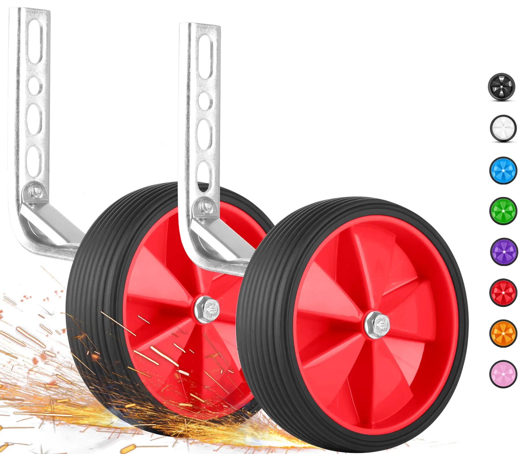 Stabilisateurs vélo enfant universels 12–18 pouces 135x40 mm roues gomme Rouges 1/7