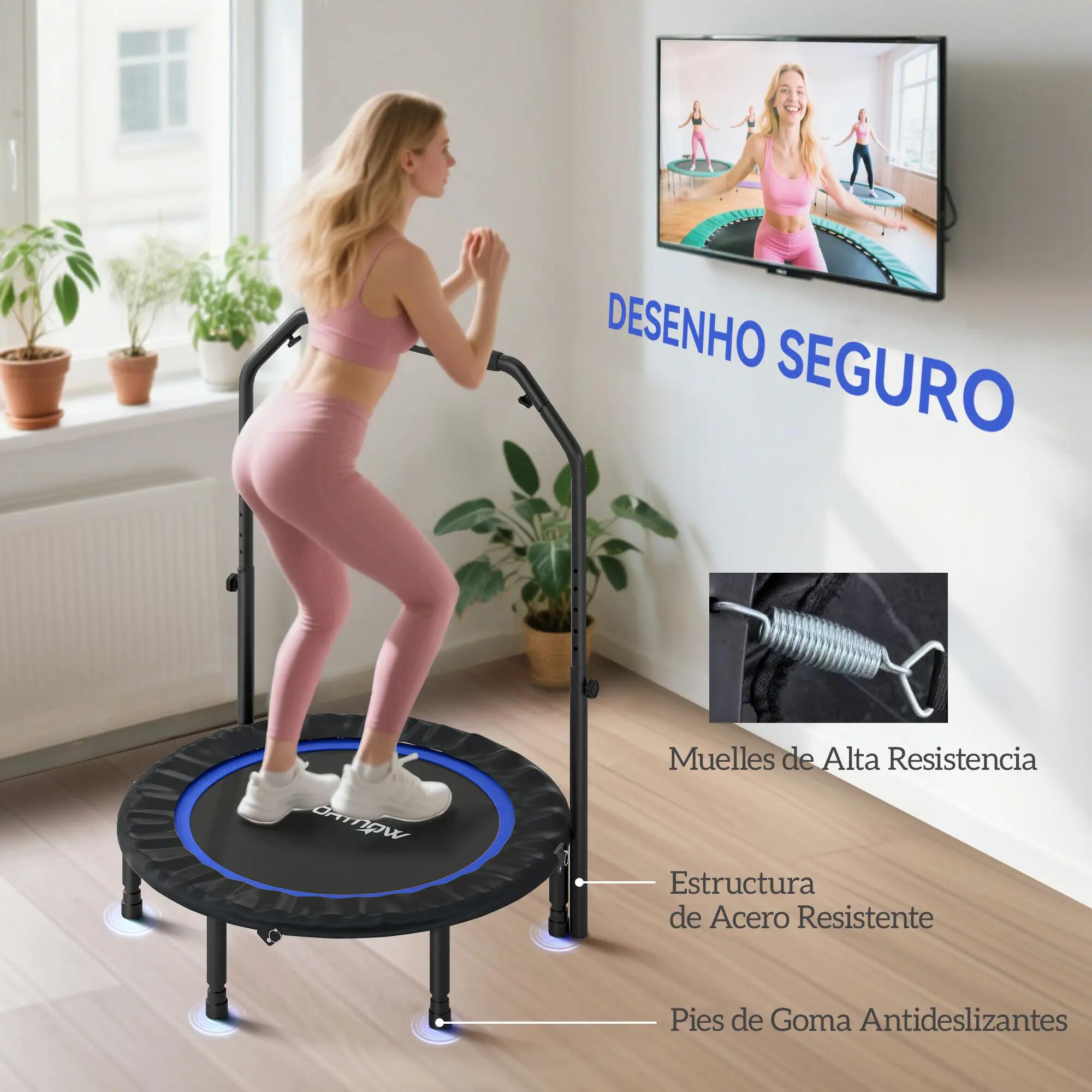 Trampoline pliable Ø102 cm avec poignée réglable, cadre en acier pour le renforc 8/9